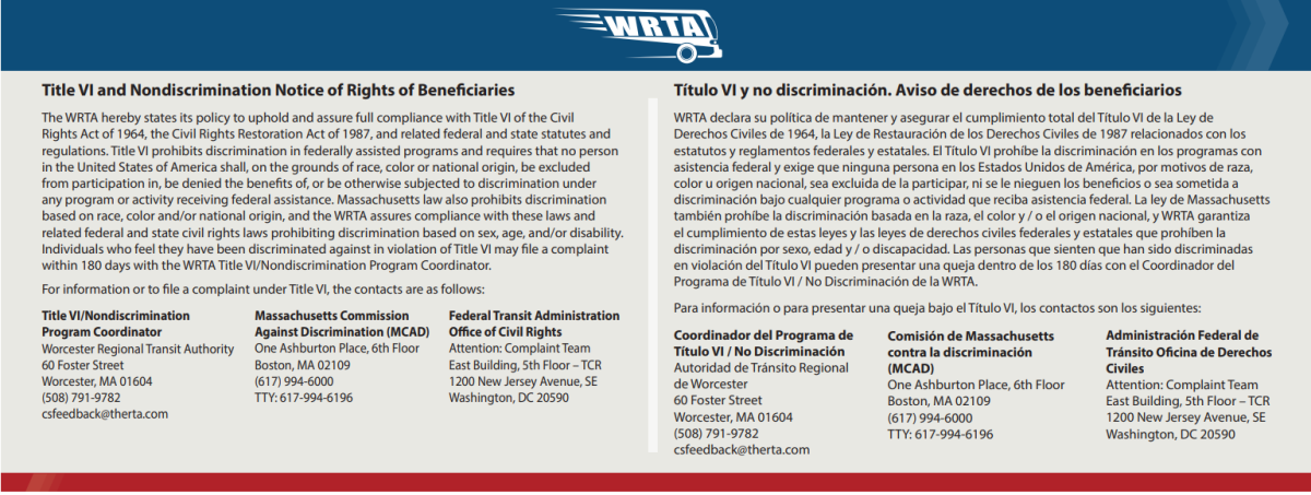 WRTA Title VI and nondiscrimination notice 