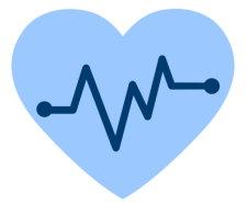 blue heart with pulse